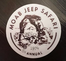 1974 MOAB JEEP SAFARI Participant Sticker 2”  * reproduction* Easter Moab Utah