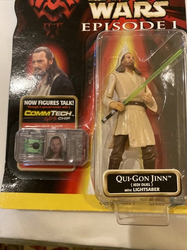 Star Wars Episode 1 Qui-Gon Jinn Jedi Duel w Lightsaber Action Figure Hasbro NEW - Picture 3 of 4