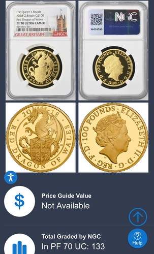 2018 Gold 1oz Queen's Beasts Red Dragon Of Wales PF70UC (w/Box & COA) Ultra Rare - Picture 4 of 8