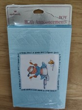 Vintage Hallmark 5.75" "BOY Birth Announcements" Cards w/Envelopes 8 Count New