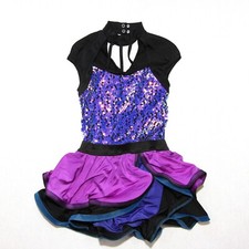 Weissman Sequined Dance Costume Black Purple and Blue Sequins Girls Large LC