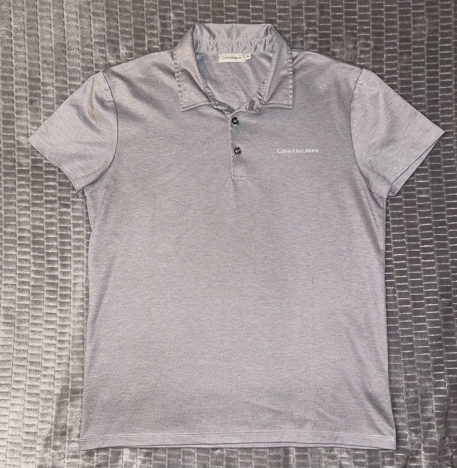 Calvin Klein Jeans Polo Youth Boys Size XL Short Sleeve Shirt Embroidered Gray