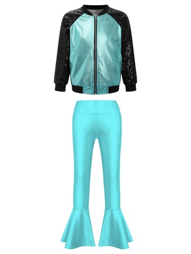 Kids Girls Tops With Trousers Hippie Jacket With Bell-bottoms Pants Sequin Rock - Picture 70 of 117