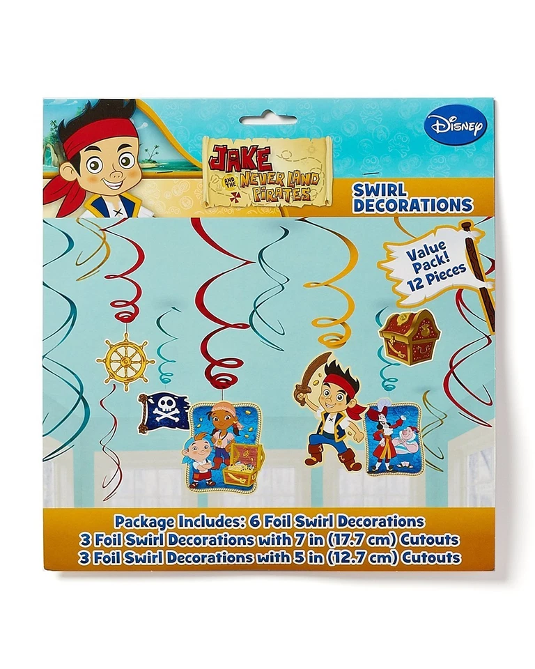 12 ШТ. УКРАШЕНИЯ ДЛЯ ВЕЧЕРИНКИ НА ДЕНЬ РОЖДЕНИЯ JAKE AND THE NEVER LAND PPIRATES SWIRL - Изображение 2 из 2