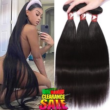 Clearance 8A Virgin Remy Human Hair Extensions Sew in 3 Bundles Weaves Straight
