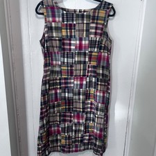 NorthStyle Womens Patchwork Plaid Cotton Sleeveless Shift Dress Multi Size 12