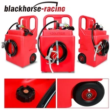 Red Portable Fuel Tank Caddy 32Gallon w/ Electric Transfer Pump On-Wheels 3.7GPM