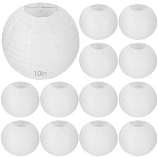 30 Pack 10 Inch Elegant White Round Paper Lanterns for Party Decorations, Wed...
