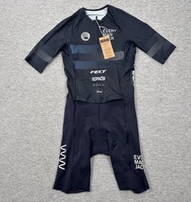 WYN Republic Triathlon Suit Mens Medium Blue EMJ Velocity+ Sponsor Logos