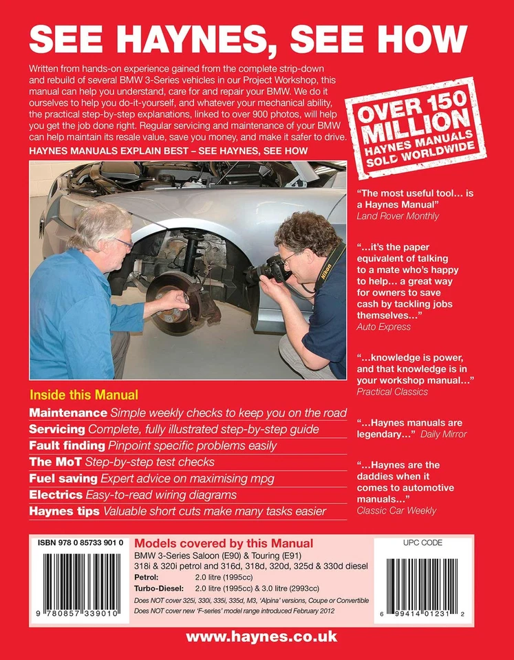 BMW 3-Series (Sept 08-Feb 2012) Haynes Repair Manual - Image 2 of 4