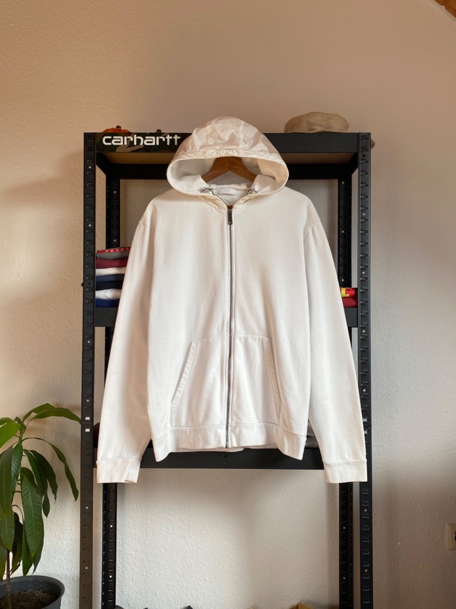 Prada Milano White Tab Nylon Zip Up Hoodie Size XL | eBay