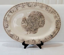 Johnson Brothers Platter 18 Inch Friendly Village Turkey Thanksgiving Embossed