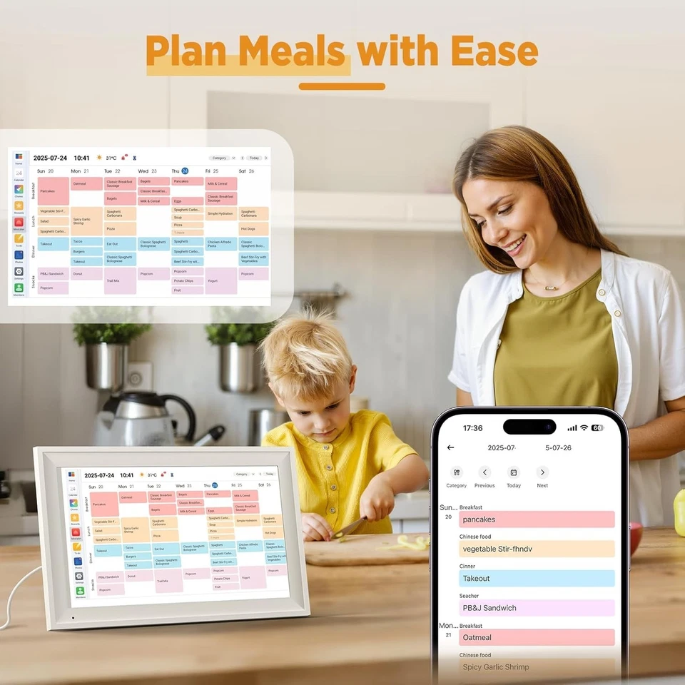 Calendario digital inteligente de 15,6 pulgadas, planificador y gráfico de tareas, 1080p FHD IPS 64 GB/4 GB Foto 3 de 4