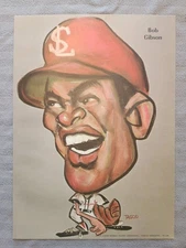 1969 VINTAGE TASCO POSTER-BOB GIBSON-HALL OF FAME-VERY GOOD CONDITION 