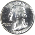 1961 Washington Quarter Uncirculated Silver 25c Coin