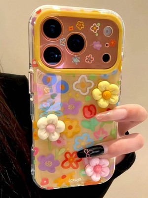 Line Flowers 3D Floral Phone Case For iPhone 13 14 15 16 17 Pro Max Pro