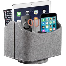 PU Leather Remote Control Holder,360 Degree Spinning Desk TV Remote Caddy,Des...