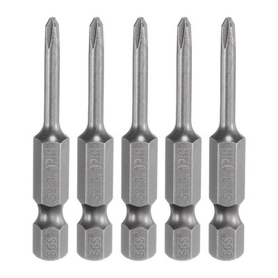 5pcs Magnetic Phillips Screwdriver Bit PH1 1/4'' Hex Shank 50mm Long 3mm Rod