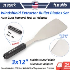 3x12'' Windshield Extractor Bullet Blades Set Auto Glass Removal Tool w/ Adapter