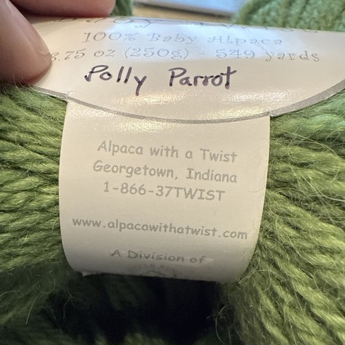 Alpaca With A Twist Baby Twist - 8.75 oz x 2 Polly Parrot 1098 yards total New - Picture 3 of 6