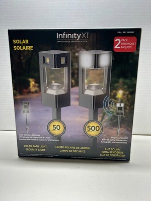Infinity X1 Solar Motion Path Lights 500 Lumens Security 2 Pack Outdoor NEW