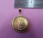 1998 1/10 Oz $5 Walking Liberty 22K Gold Coin w/14K Y.Gold  Bail Pendant 4.61 G