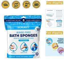 Unscented Disposable Bathing Wipes - 25 Pack for Gentle, Rinse-Free Cleansing