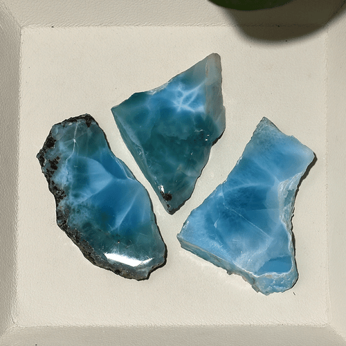 Ocean Dreams ~ 3 piezas losas de cristal gema pulida de alta calidad natural dominicana Larimar - Imagen 7 de 12