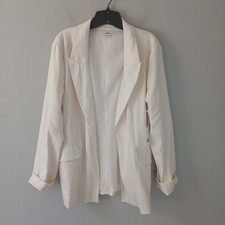 Jason Wu Women's Size L Slim Peak Lapel Open Front Linen Blend Blazer NWT 310 