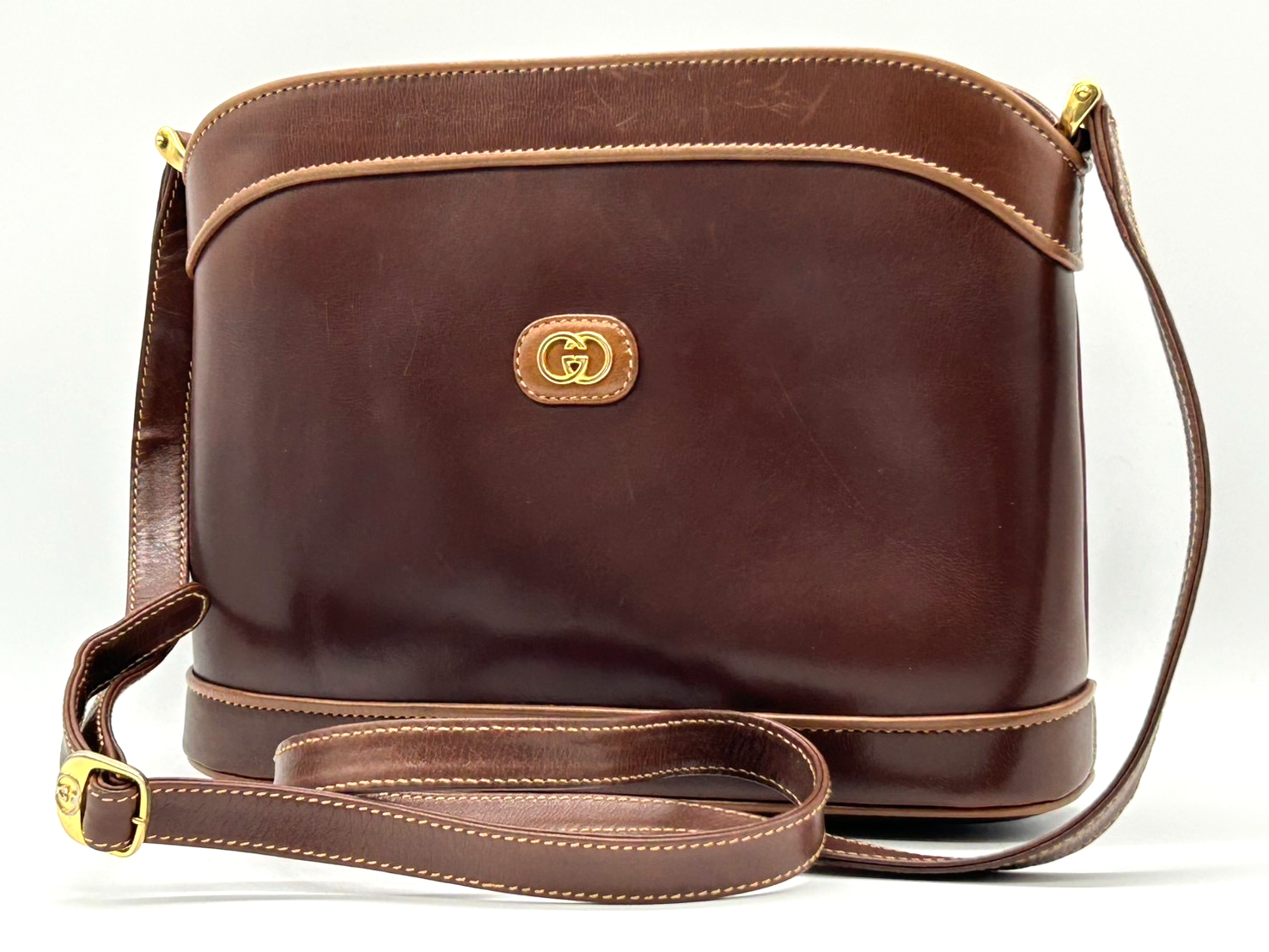 Vintage Gucci Leather Brown Shoulder Bag Authentic