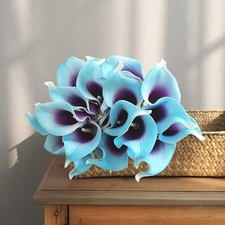 Faylapa 20 Pcs Artificial Calla Lily Real Touch 13.4 inches, Blue Purple