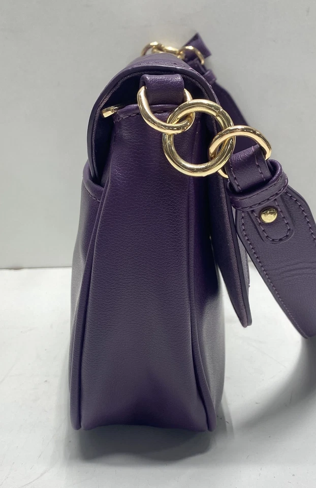 Bolso de hombro David Jones para mujer púrpura acolchado imitación cuero broche Foto 4 de 4