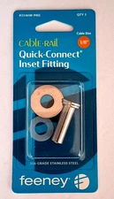 Cable Rail 1/8" Quick Connect Inset Fitting Feeney #3146W  3/8" drill hole