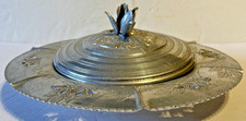 Vtg Forman Family Aluminum Floral Embossed Fruit Nut Bowl Floral Lid  12" x 12"