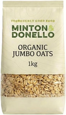 Minton & Donello Organic Jumbo Oats 1Kg Bag - Wholegrain Rolled Oats for Porridg