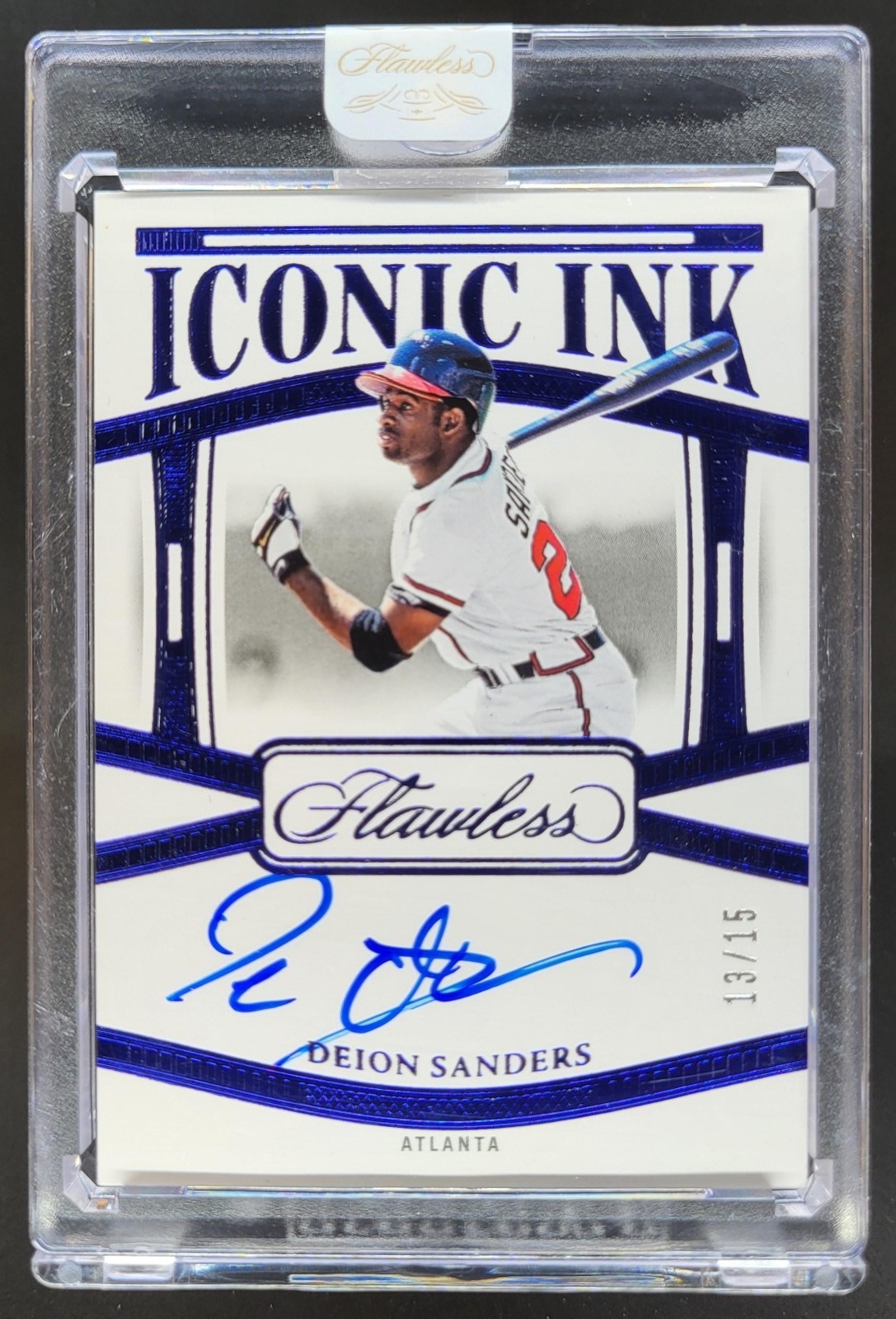 2024 Panini Flawless Deion Sanders Iconic Ink Sapphire Auto /15 Braves JZ