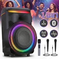 Loud Portable Bluetooth Speaker 18" Sub woofer Party Deep Bass Sound System Mic