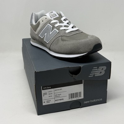 New Balance 574 Core Sneakers Big Kids Size 7Y Womens 8.5 Gray White Suede Shoes