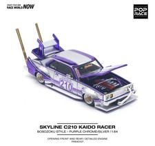 Pop Race 1:64 Skyline C210 Kaido Racer Bosozoku Style Purple Silver Diecast Car