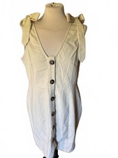 BNWT Pretty Little Thing Stone Beige Tie Strap Sleeveless Shirt Dress UK 16