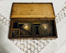 Antique Apothecary Scales with Weights in Wooden Case Brass Collectable 