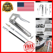 Mini Grease Gun Kit 3000 PSI Heavy Duty Pistol Grip Flexible Hose Extension Pipe