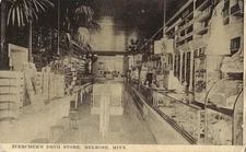 Melrose MN -- Interior of Zuercher's Drug Store; nice 1900-1910s advertising PPC