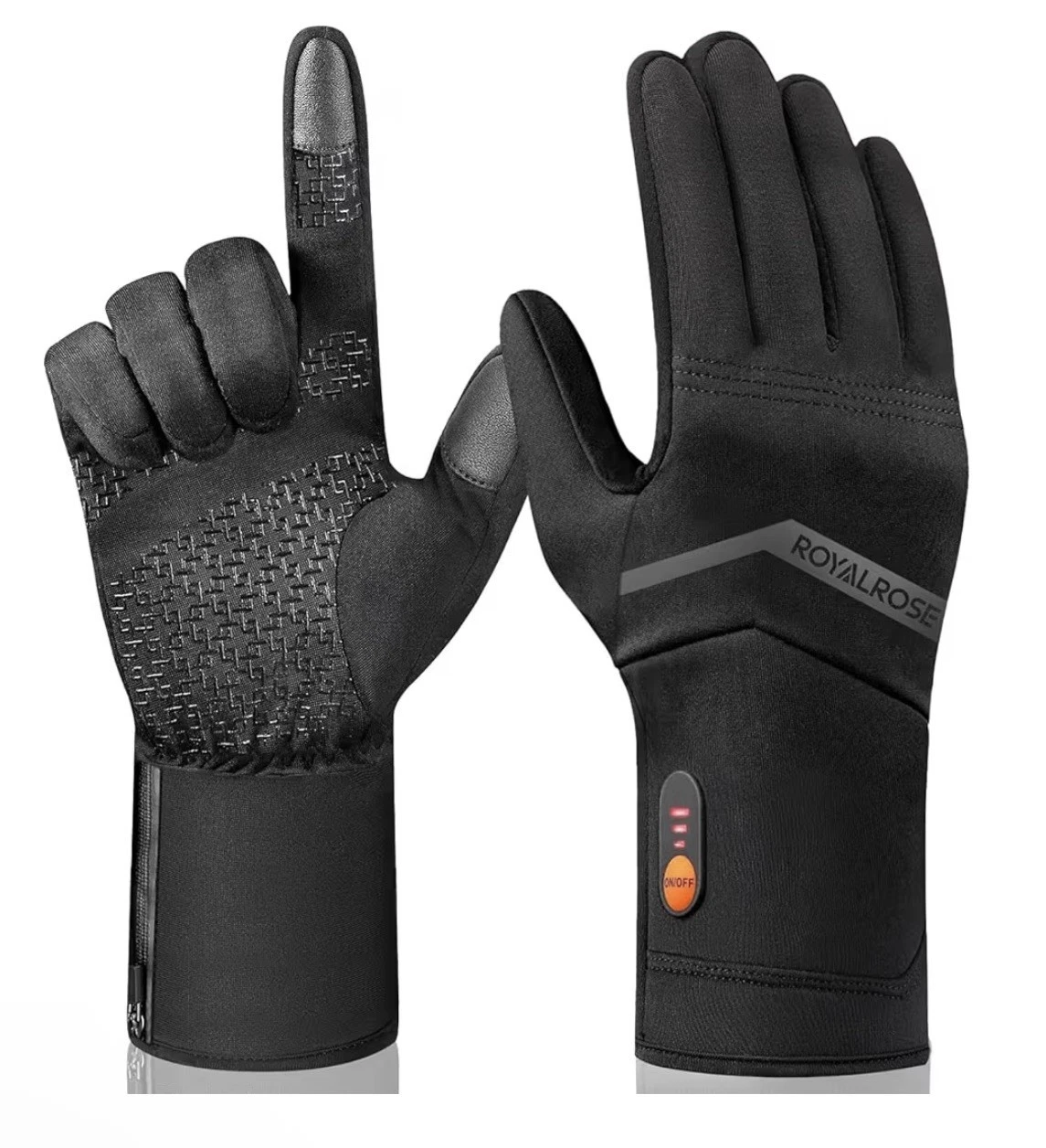 Royalrose Rechargeable Heated Gloves L Black Waterproof Windproof Touchscreen