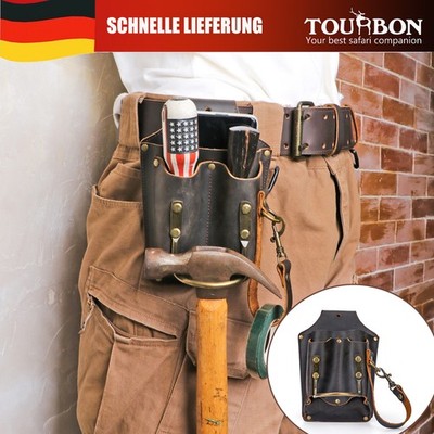 TOURBON Werkzeugtasche aus Leder für Zimmermannshammer/Schraubendreherhalter