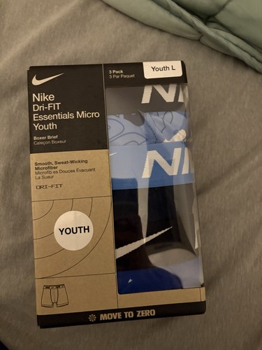Nike Boys Boxer Briefs Underwear Micro Dri-FIT Large 14/16 Youth 3 Pack Wicking