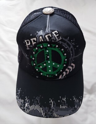 Peace sign Mash black hat/cap flat brim