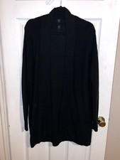 LULULEMON Womens Black Merino Wool-Blend Knit Rib Long Wrap Sweater Sz 8