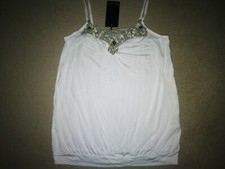 Träger-Top von Laura Scott--Weiß--Spitze--Pailetten--Größe 38