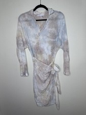 Young Fabulous & Broke Raine White Tie Dye Vintage Aesthetic Wrap Dress Size M